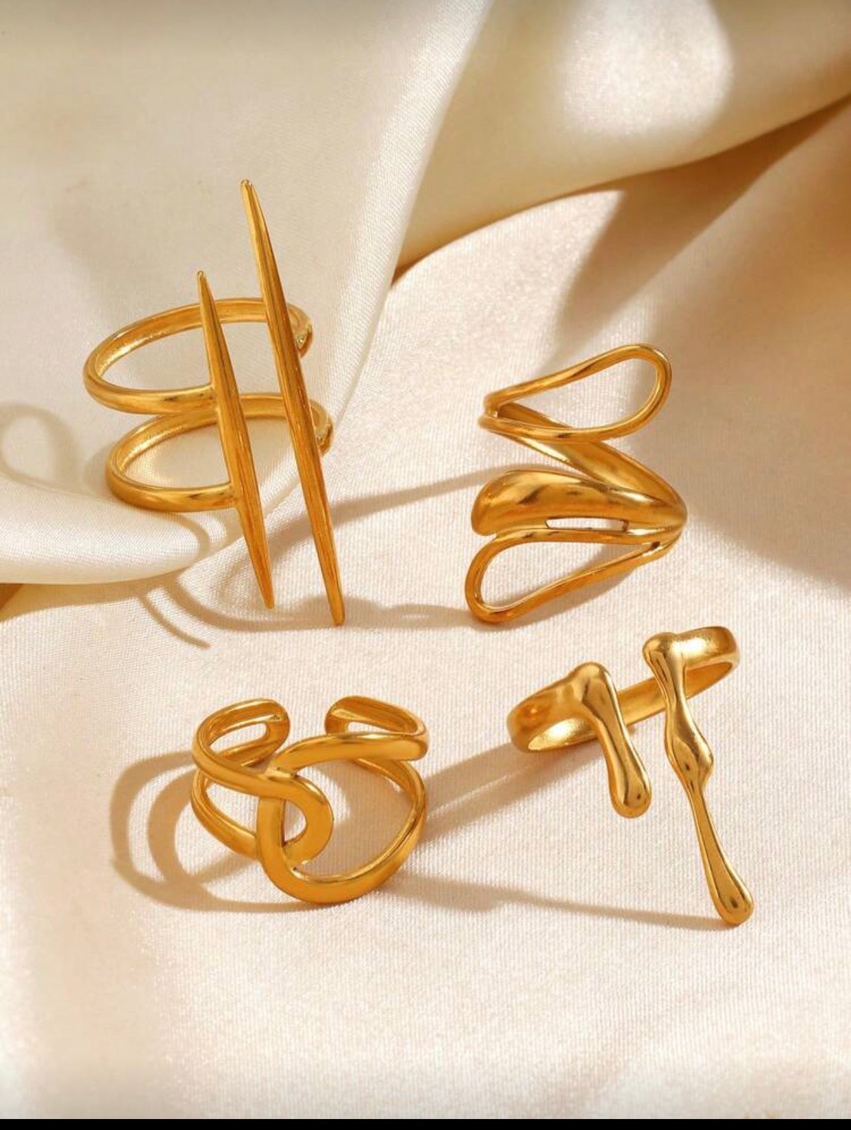 4 pièces/Set Anneaux ouverts minimalistes en acier