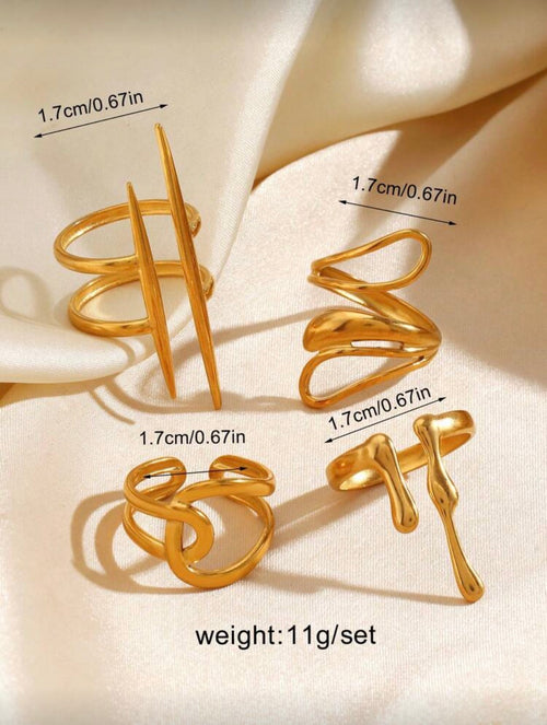 4 pièces/Set Anneaux ouverts minimalistes en acier